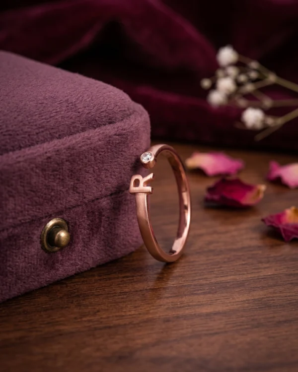 Rose Gold Initial R Ring