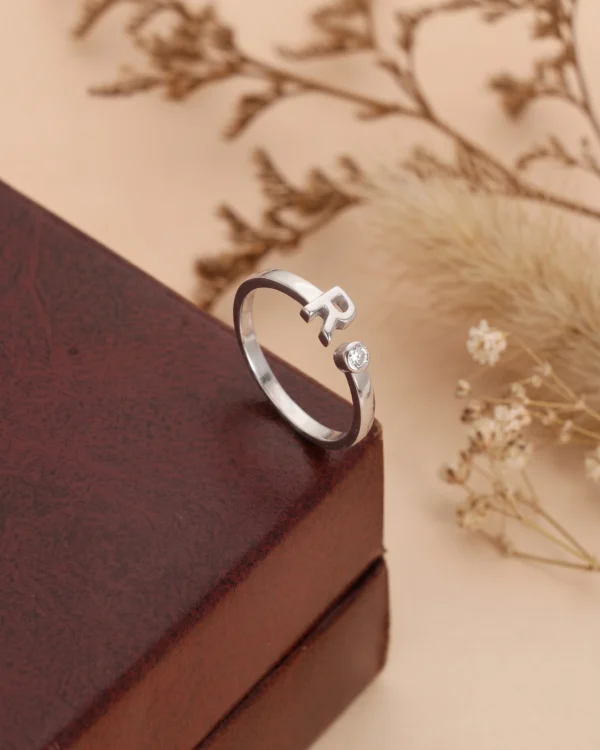 Silver Initial R Ring