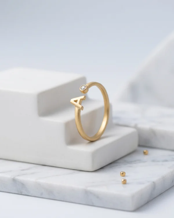 Golden Initial A Ring