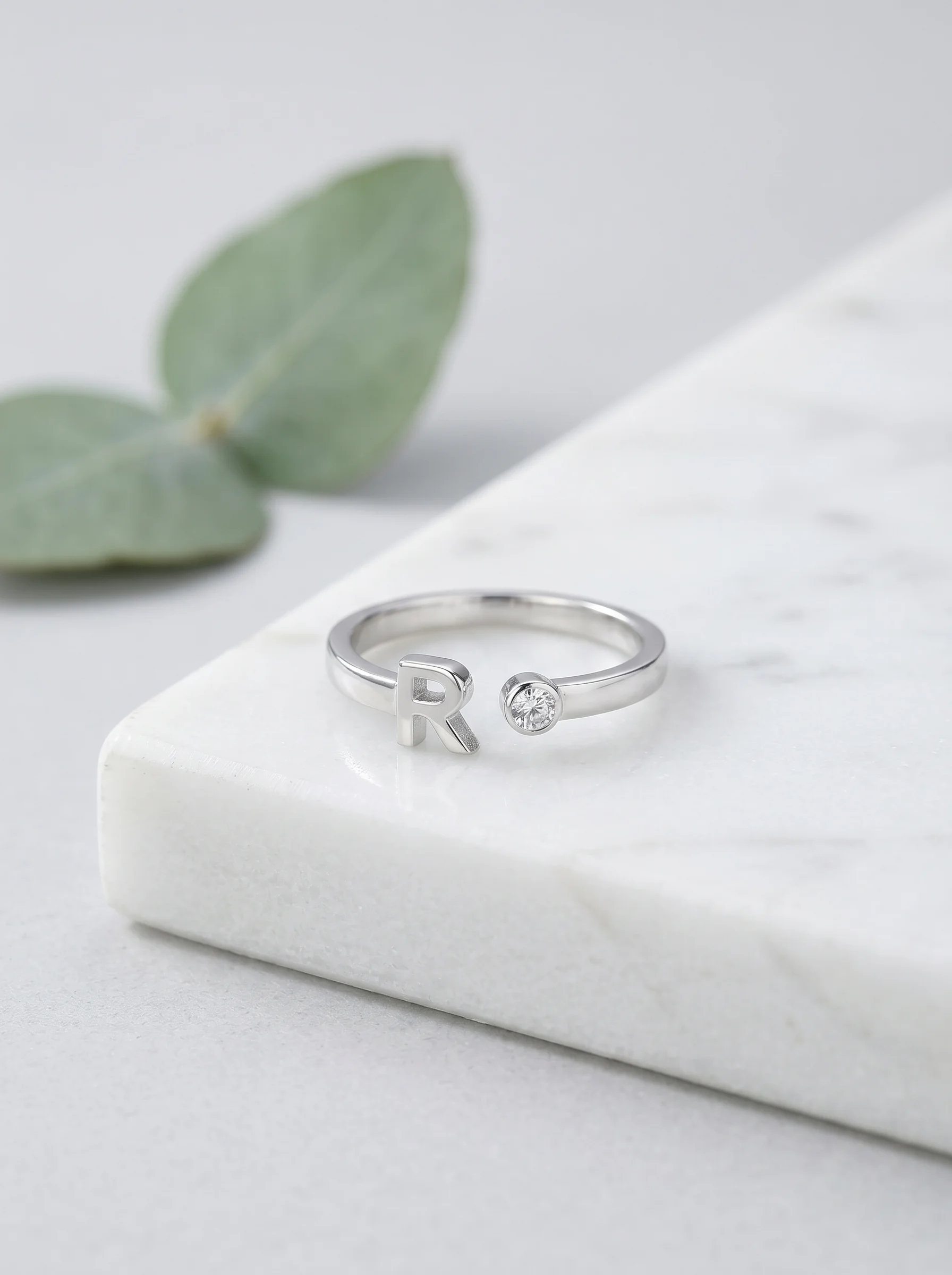 Silver Initial R Ring - Image 3