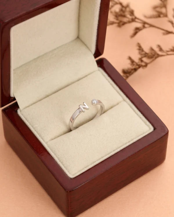 Silver Initial N Ring