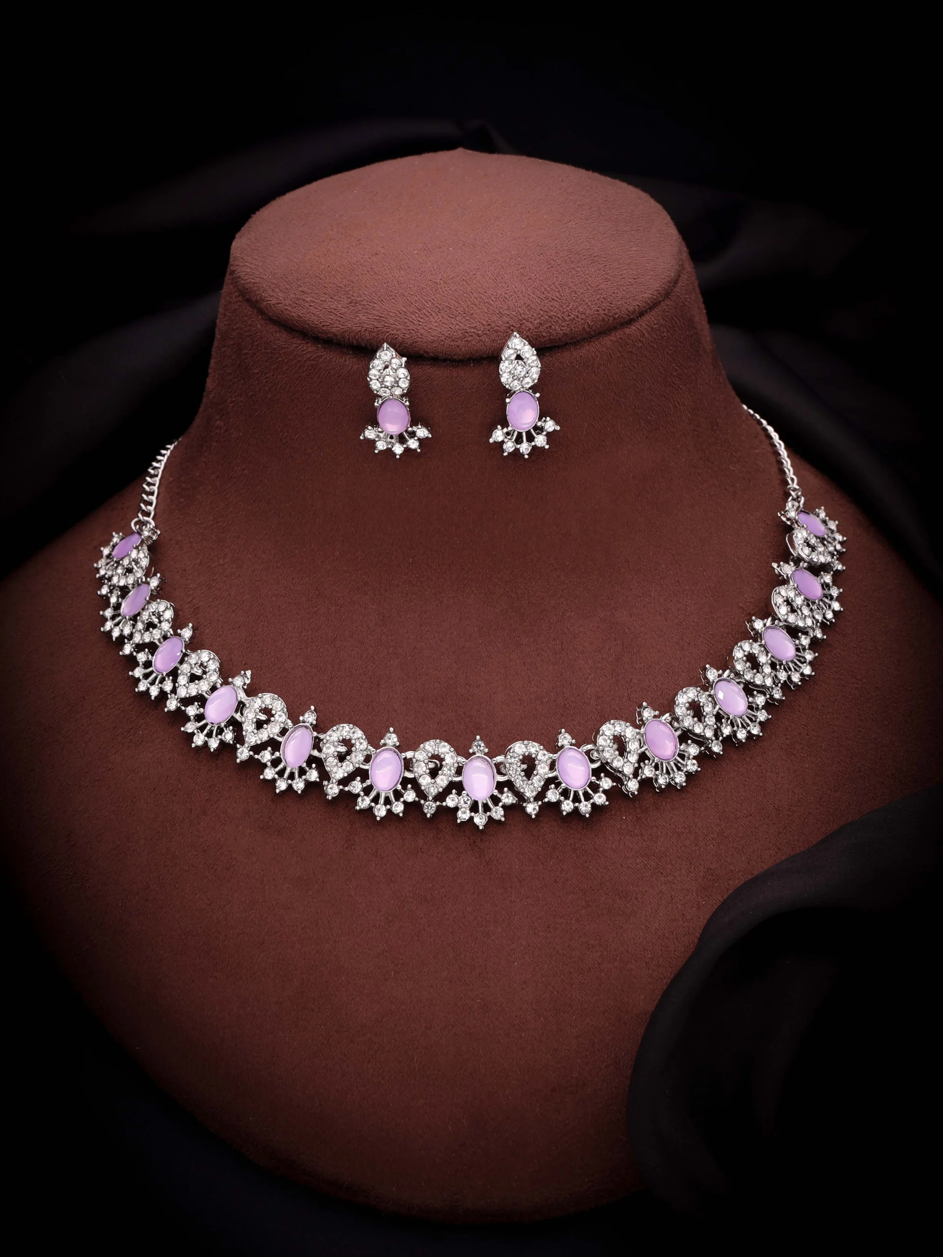 Lavender Crystal Necklace Set