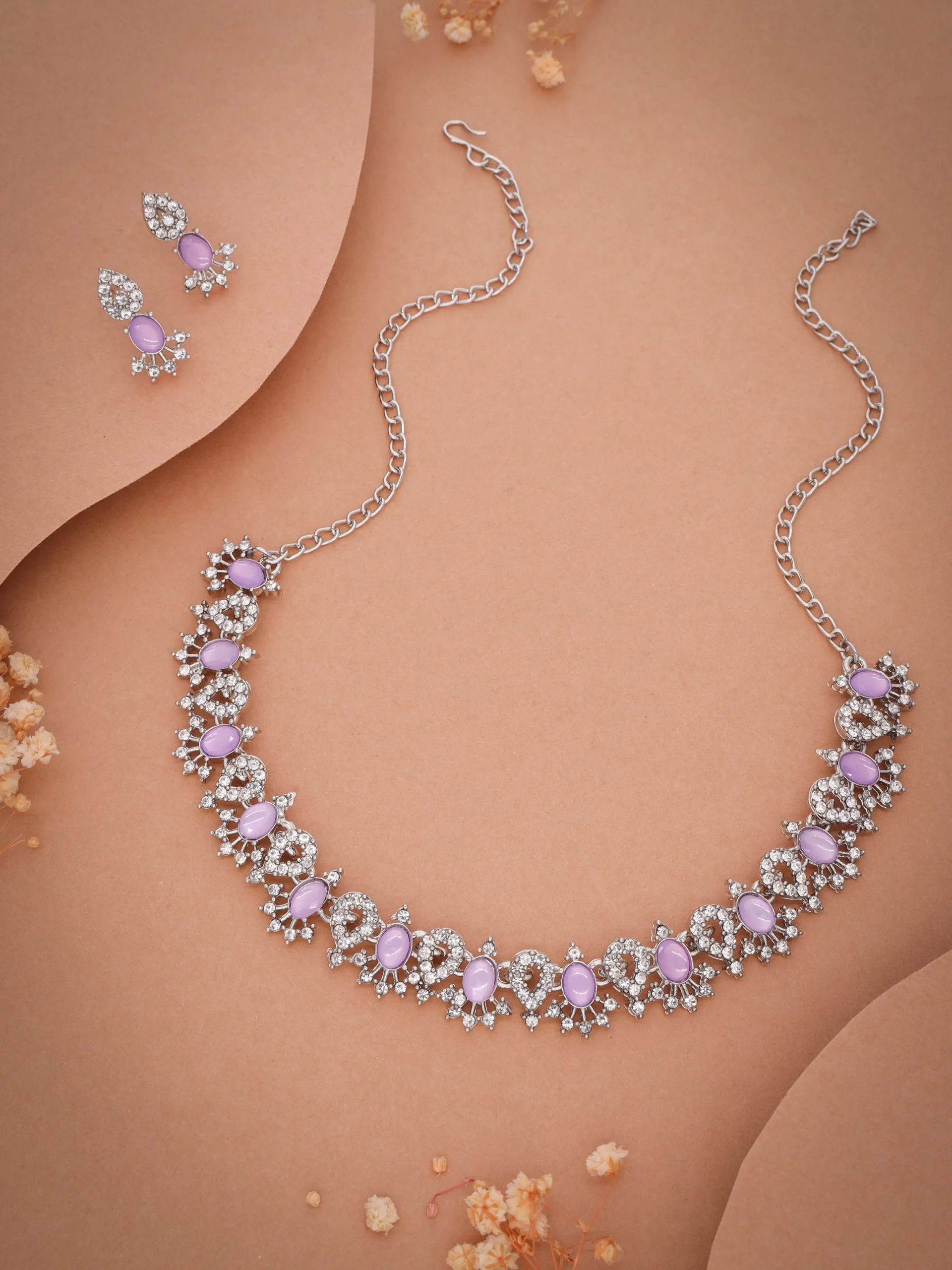 Lavender Crystal Necklace Set - Image 3