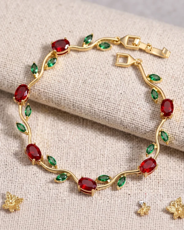 Ruby Emerald Vine Bracelet