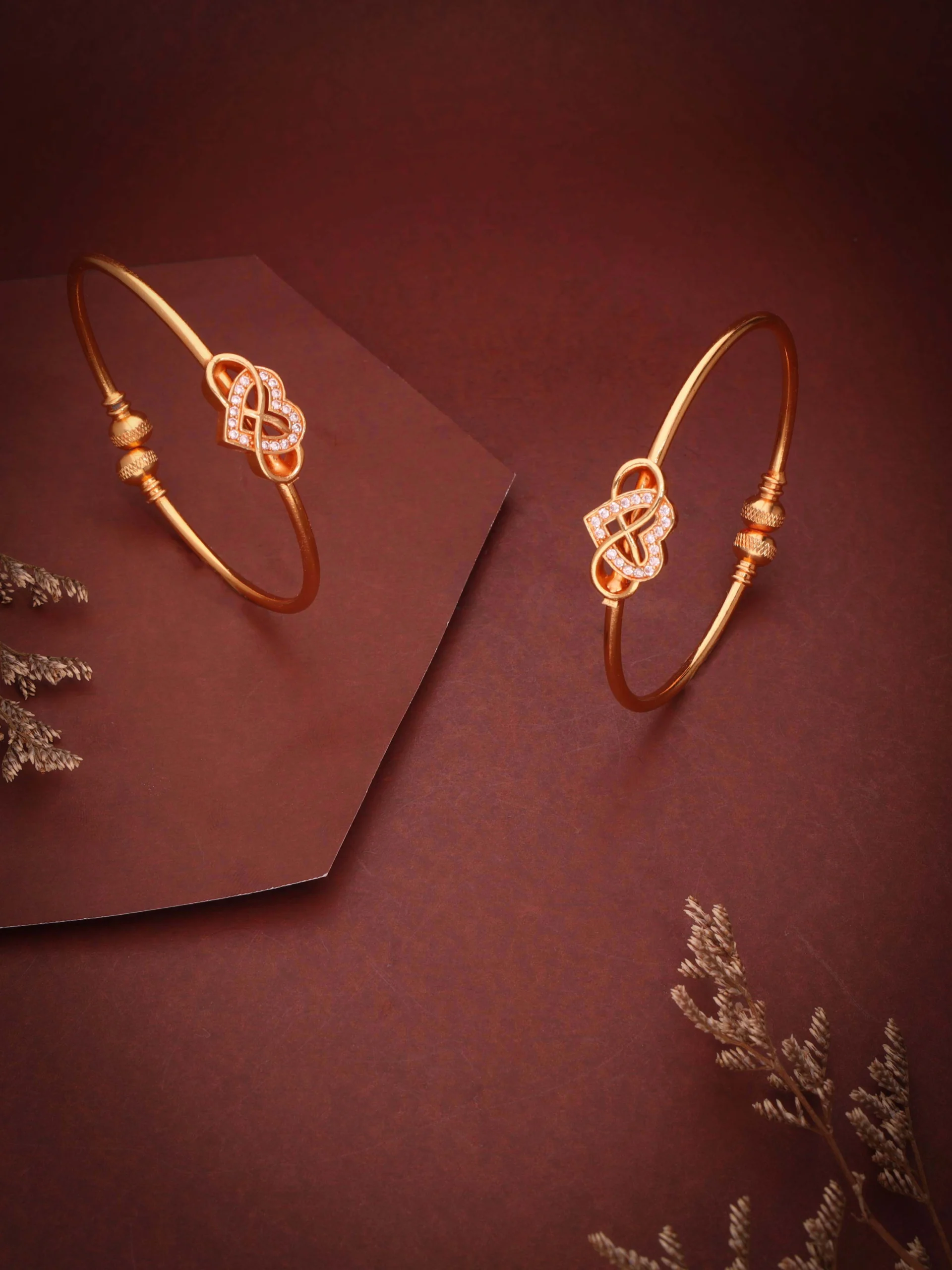 Golden Infinity Knot Bangle Pair - Image 4