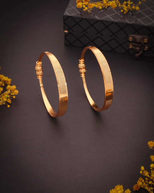 Golden Textured Classic Bangle Pair