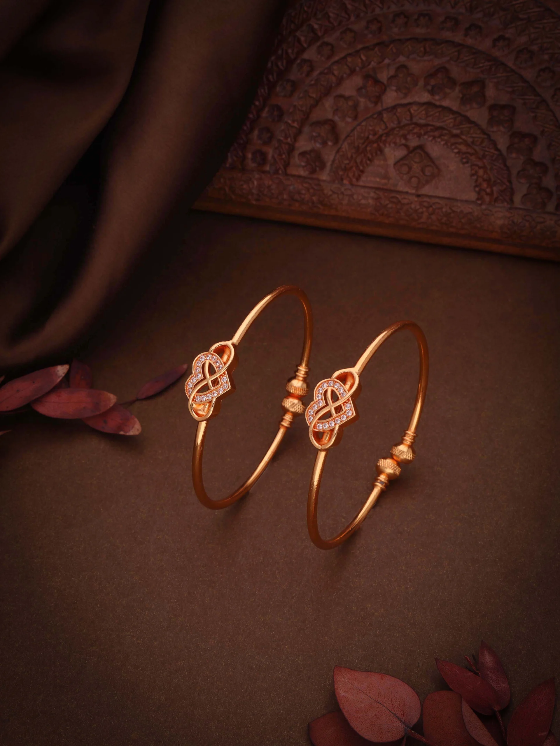 Golden Infinity Knot Bangle Pair - Image 3