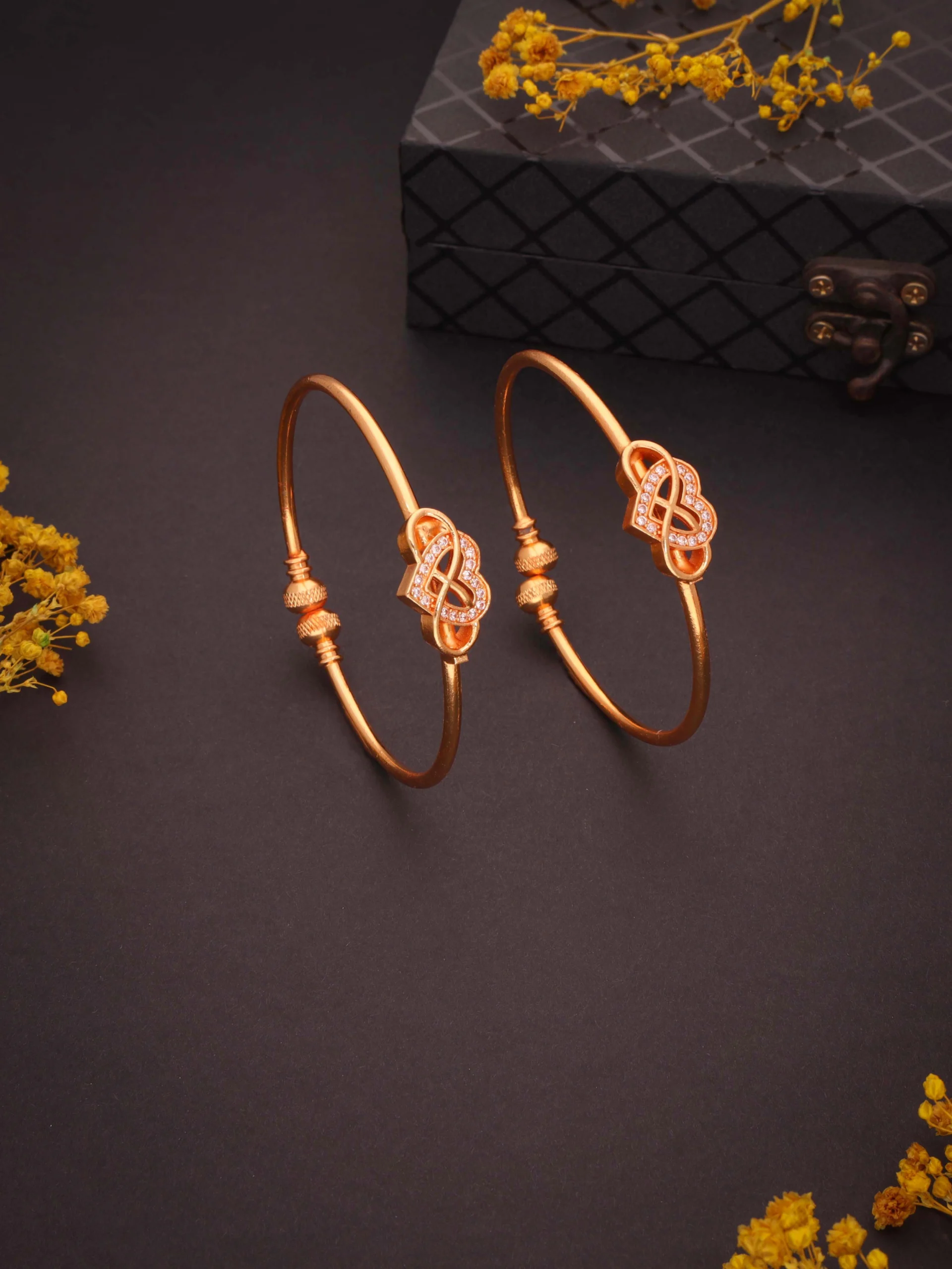 Golden Infinity Knot Bangle Pair - Image 2
