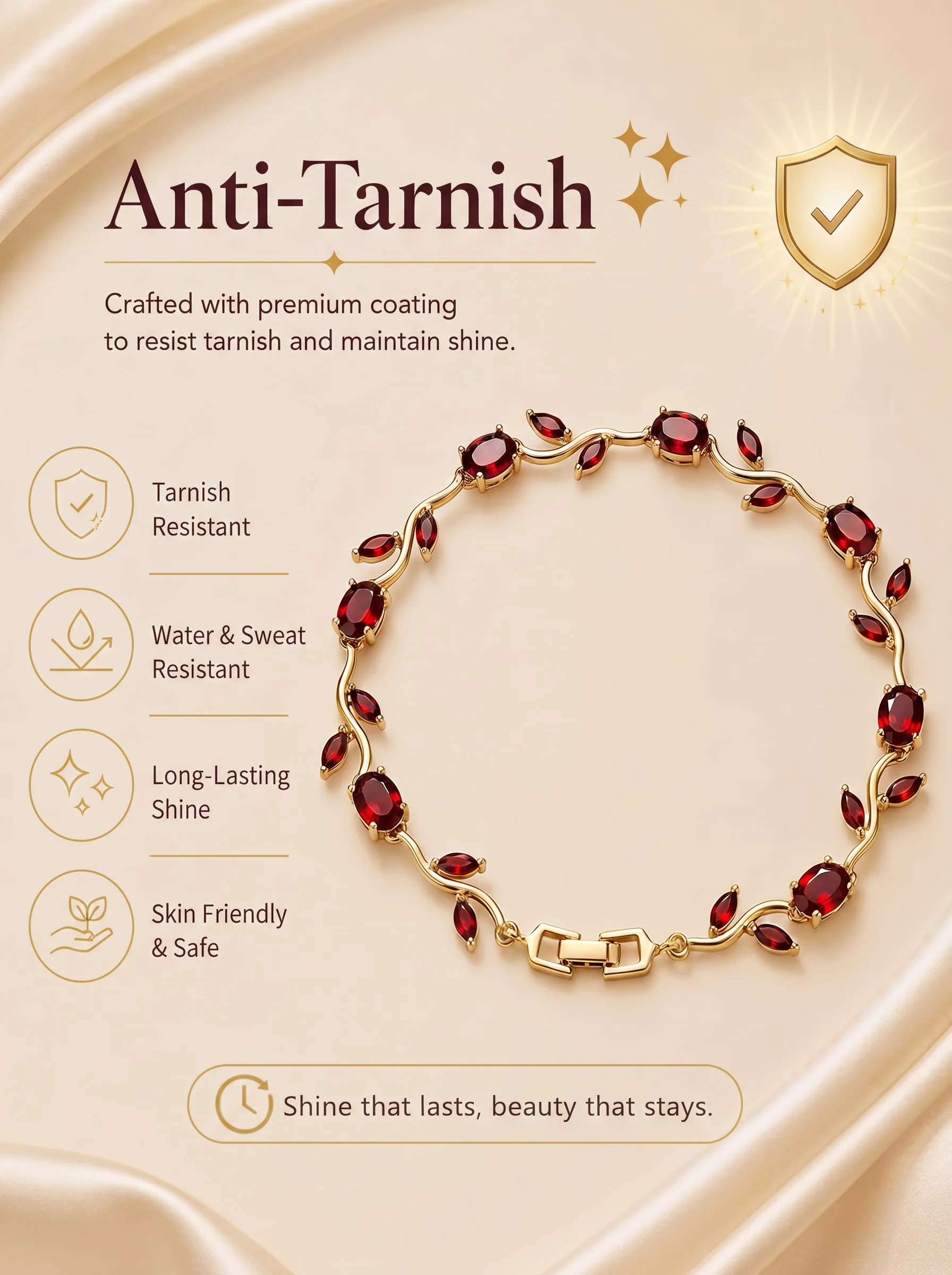 Ruby Red Floral Vine Bracelet - Image 7