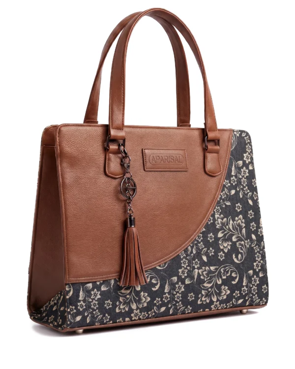 Brown Floral Print Tote Bag