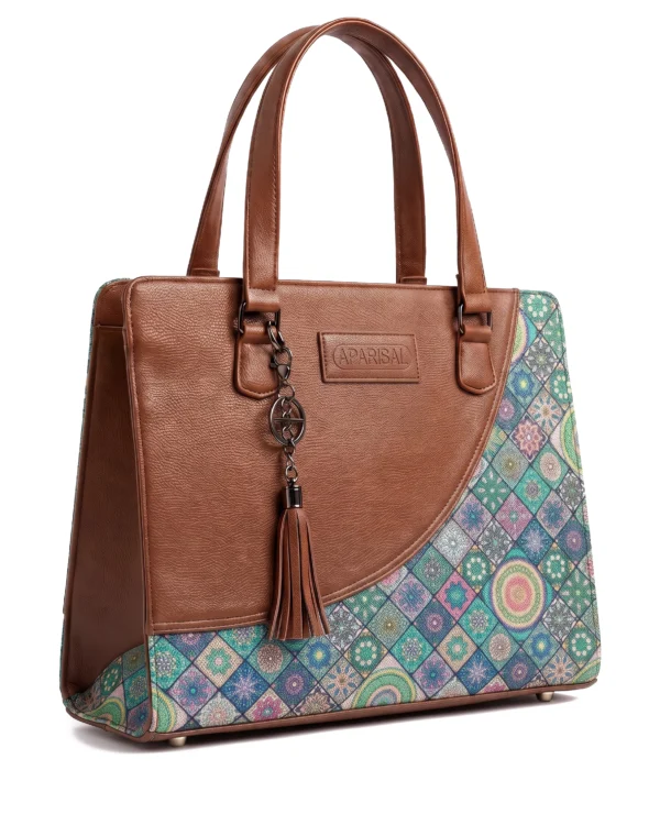 Teal Geometric Print Tote Bag
