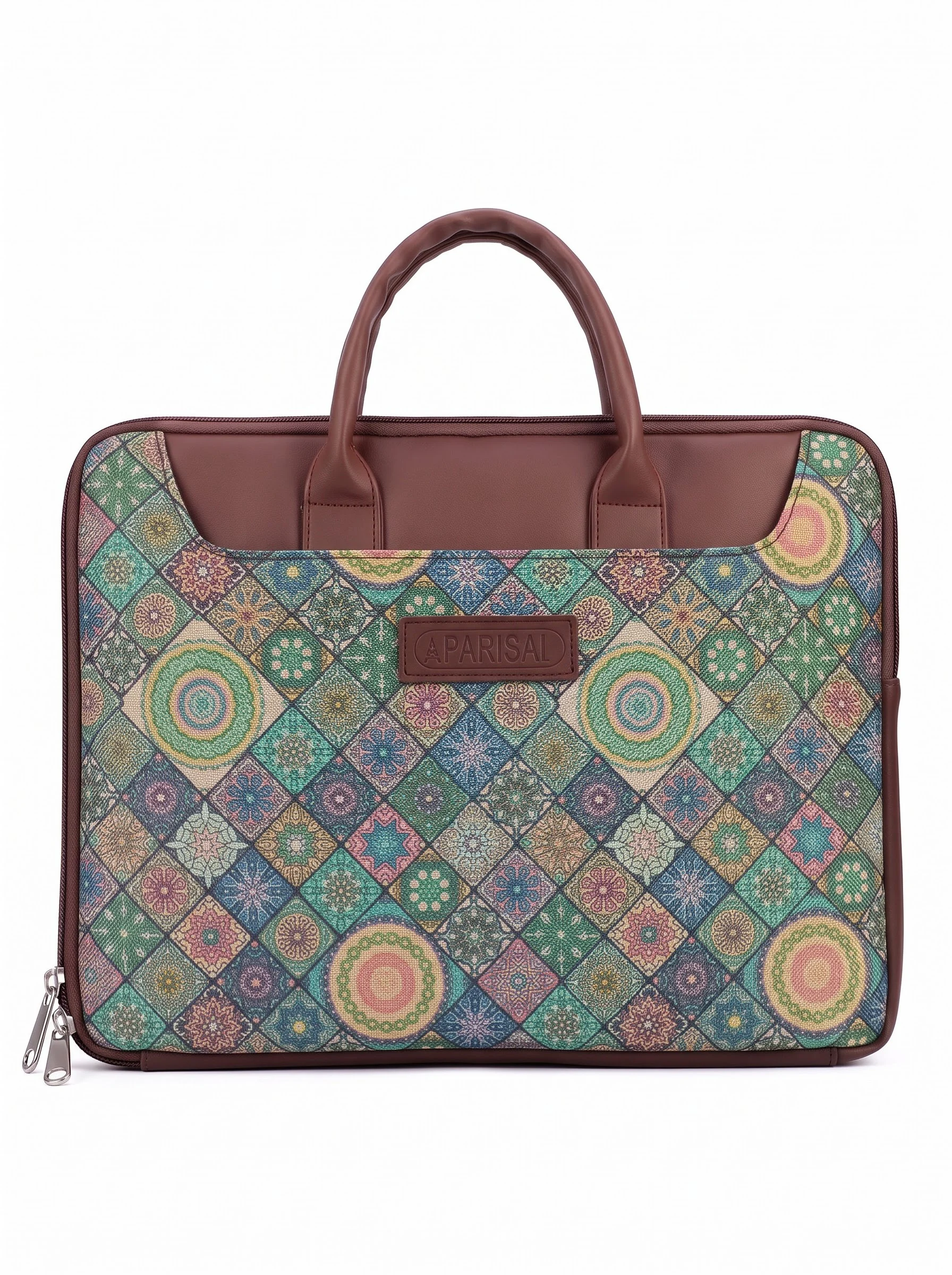 Teal Floral Print Laptop Bag