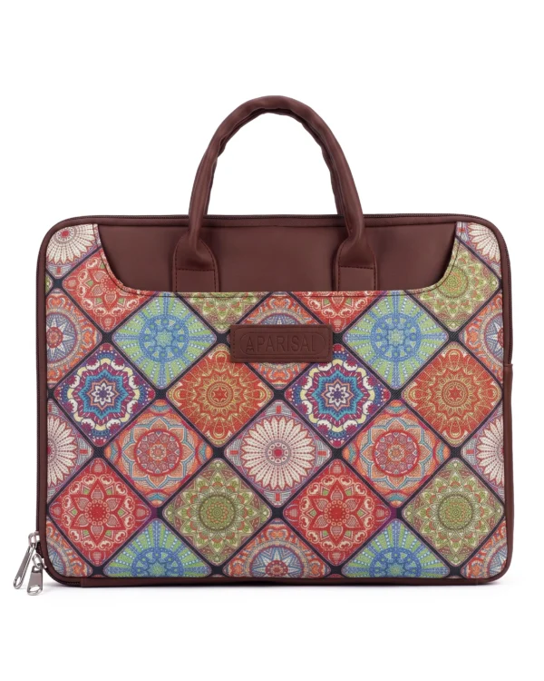 Vibrant Patchwork Print Laptop Bag