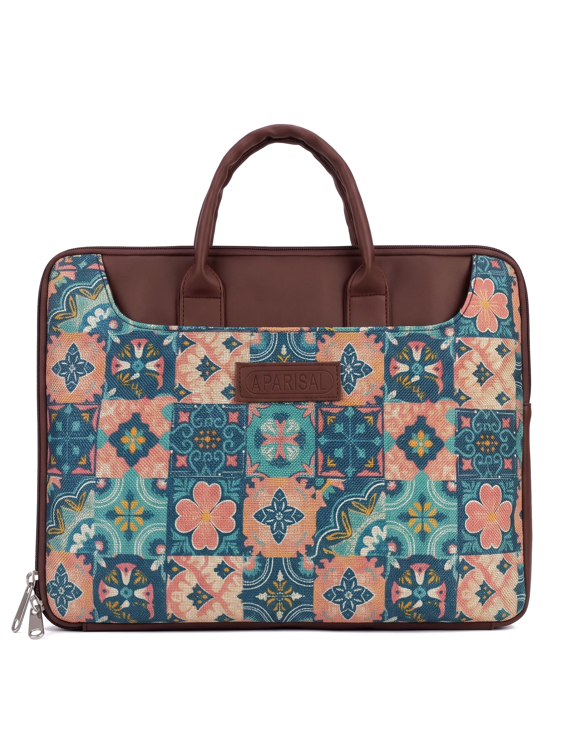Teal Tile Print Laptop Bag - Image 2