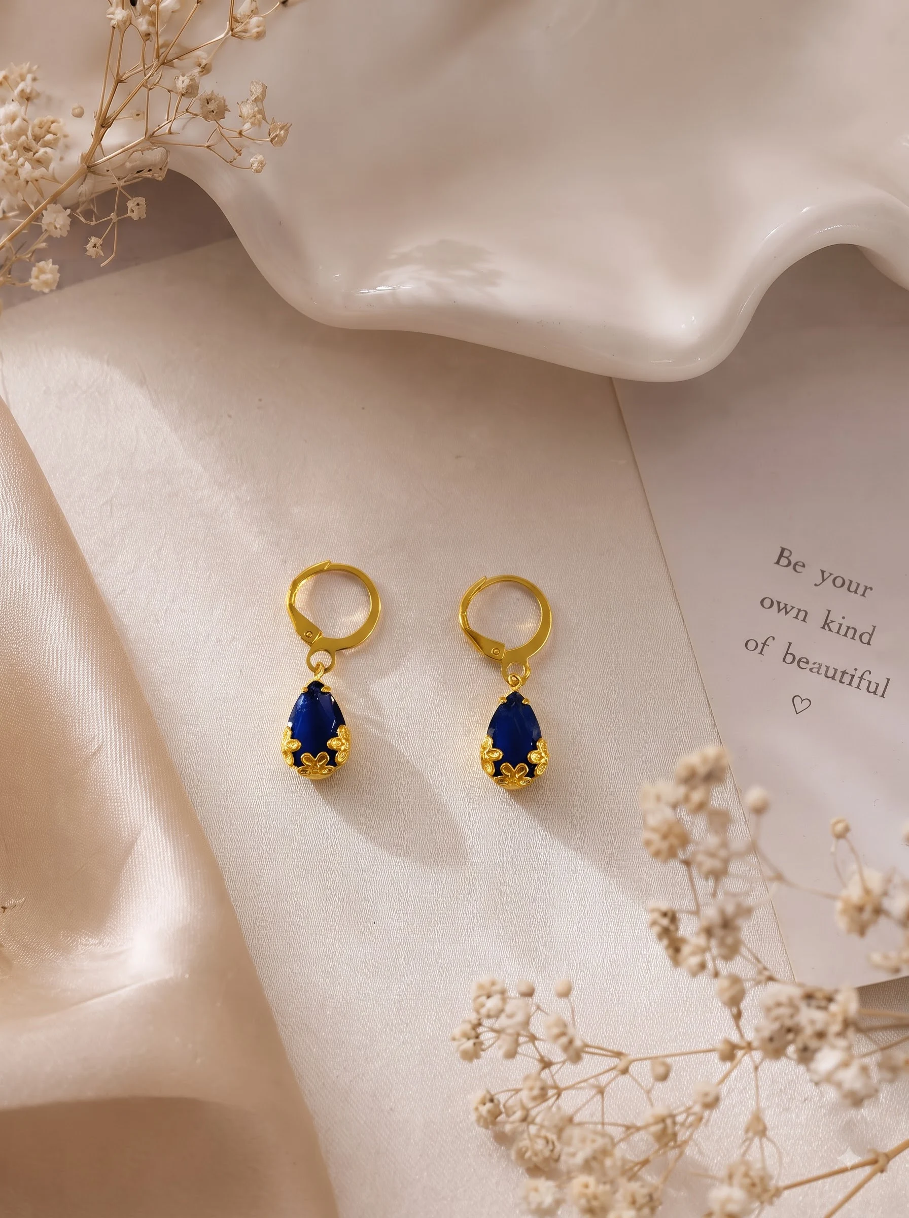 Blue Teardrop Crystal Earrings - Image 4