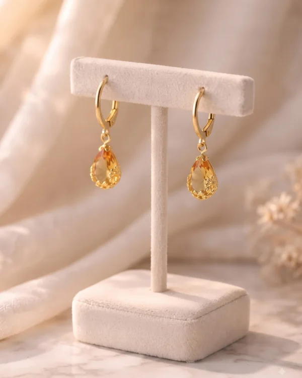 Golden Yellow Crystal Earrings