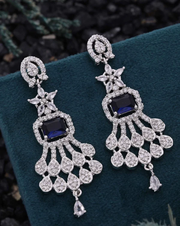 Silver Blue Drop Earrings