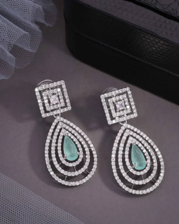Silver Mint Square Earrings
