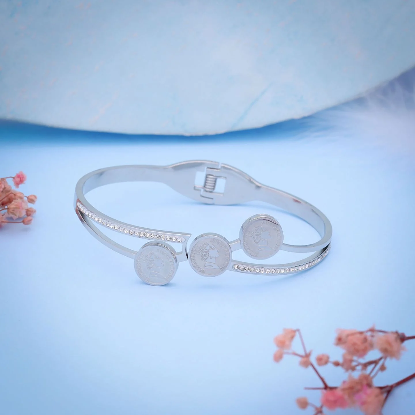 Round Charm Silver Bracelet