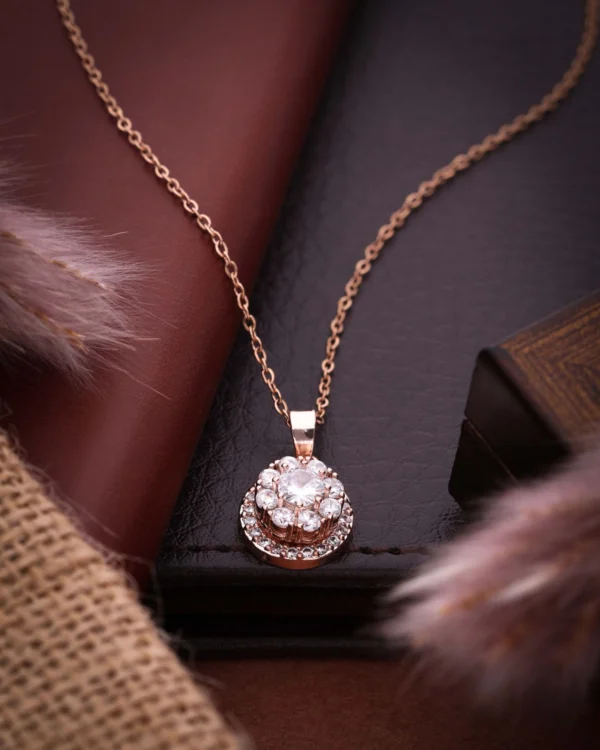 Rose Gold Floral Pendant Necklace