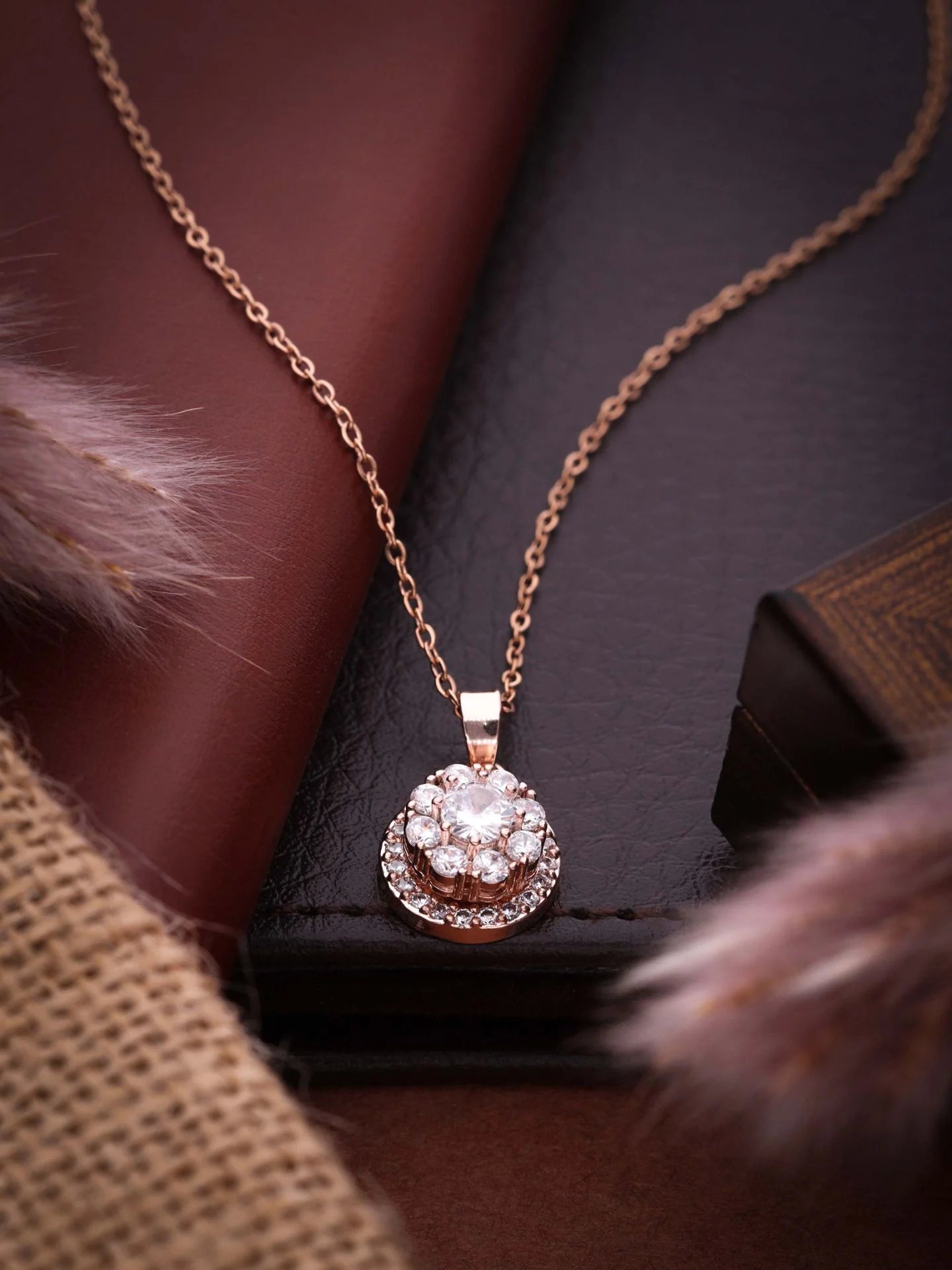 Rose Gold Floral Pendant Necklace