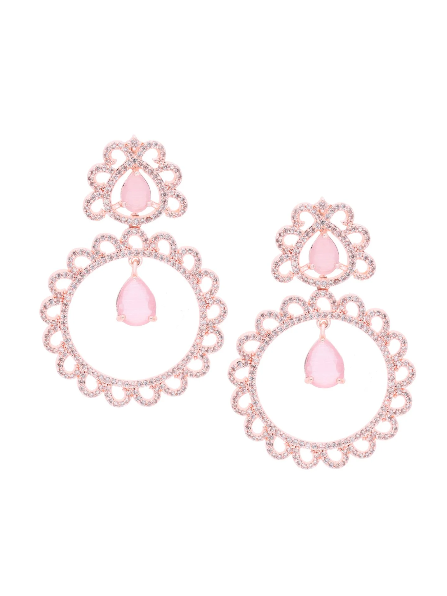 Rose Gold Pink Earrings - Image 4