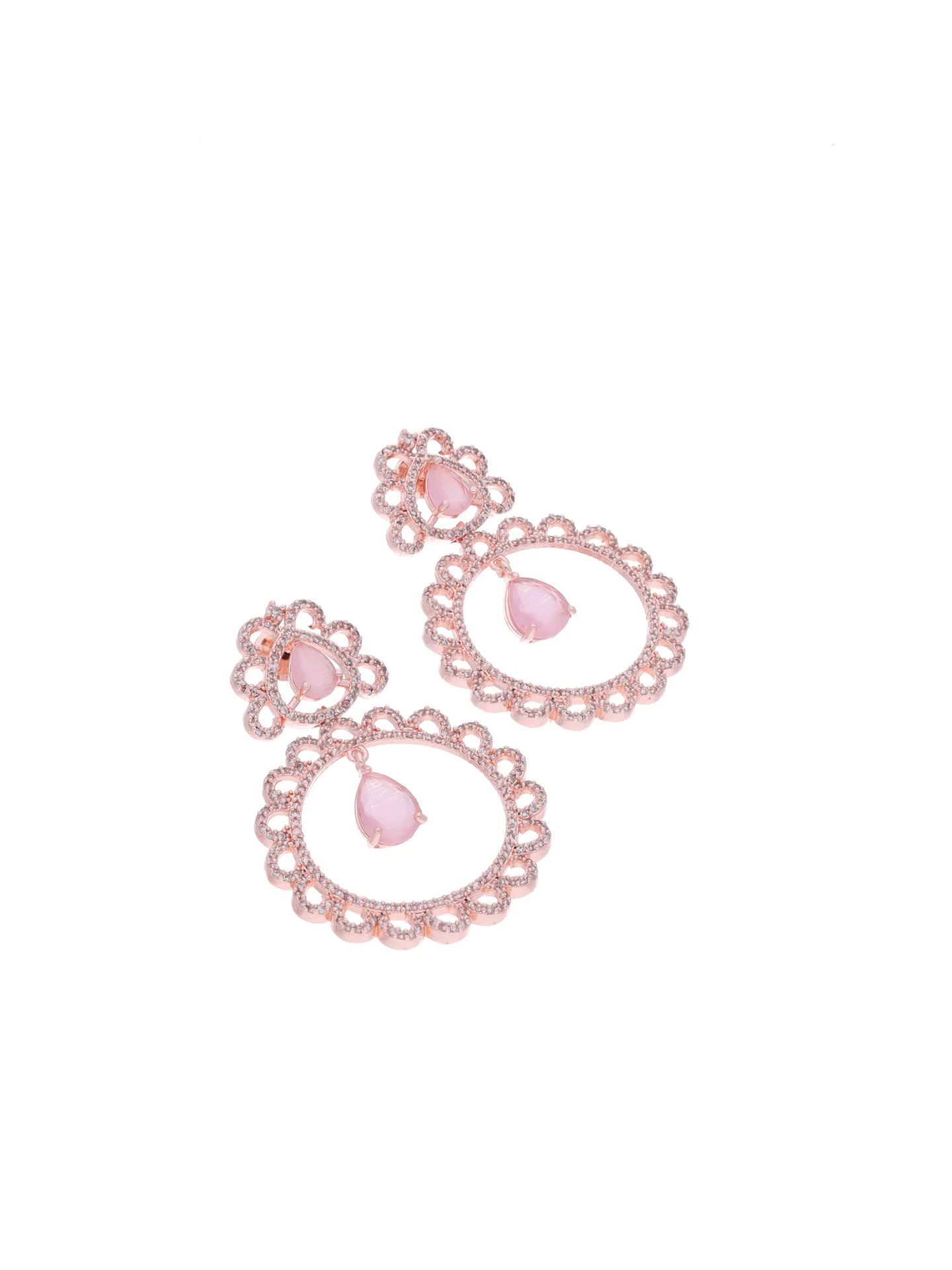 Rose Gold Pink Earrings - Image 3