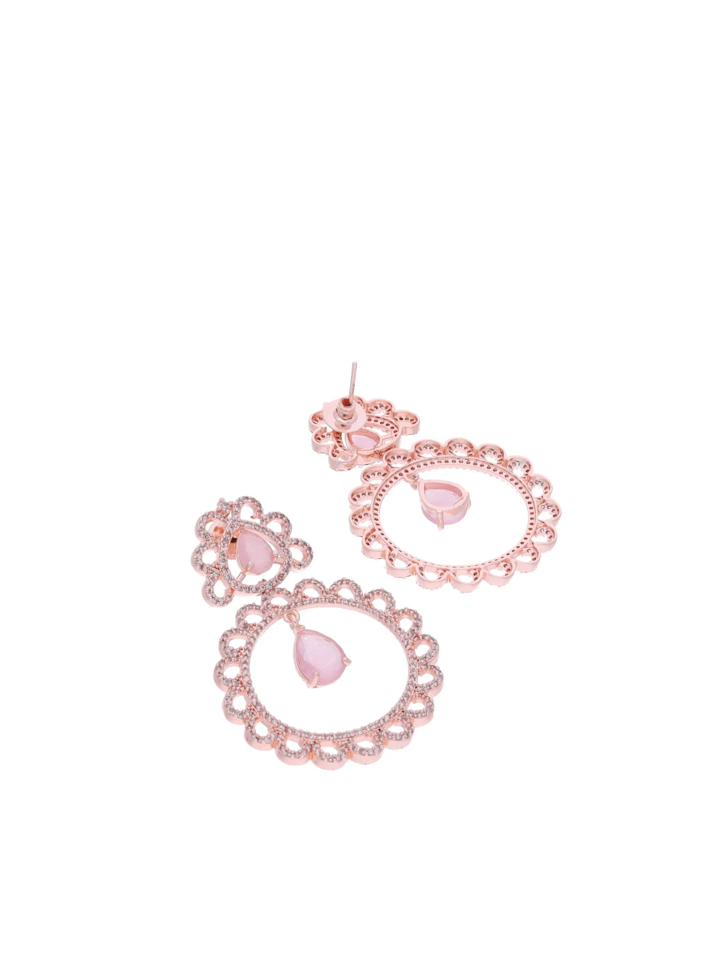 Rose Gold Pink Earrings - Image 2