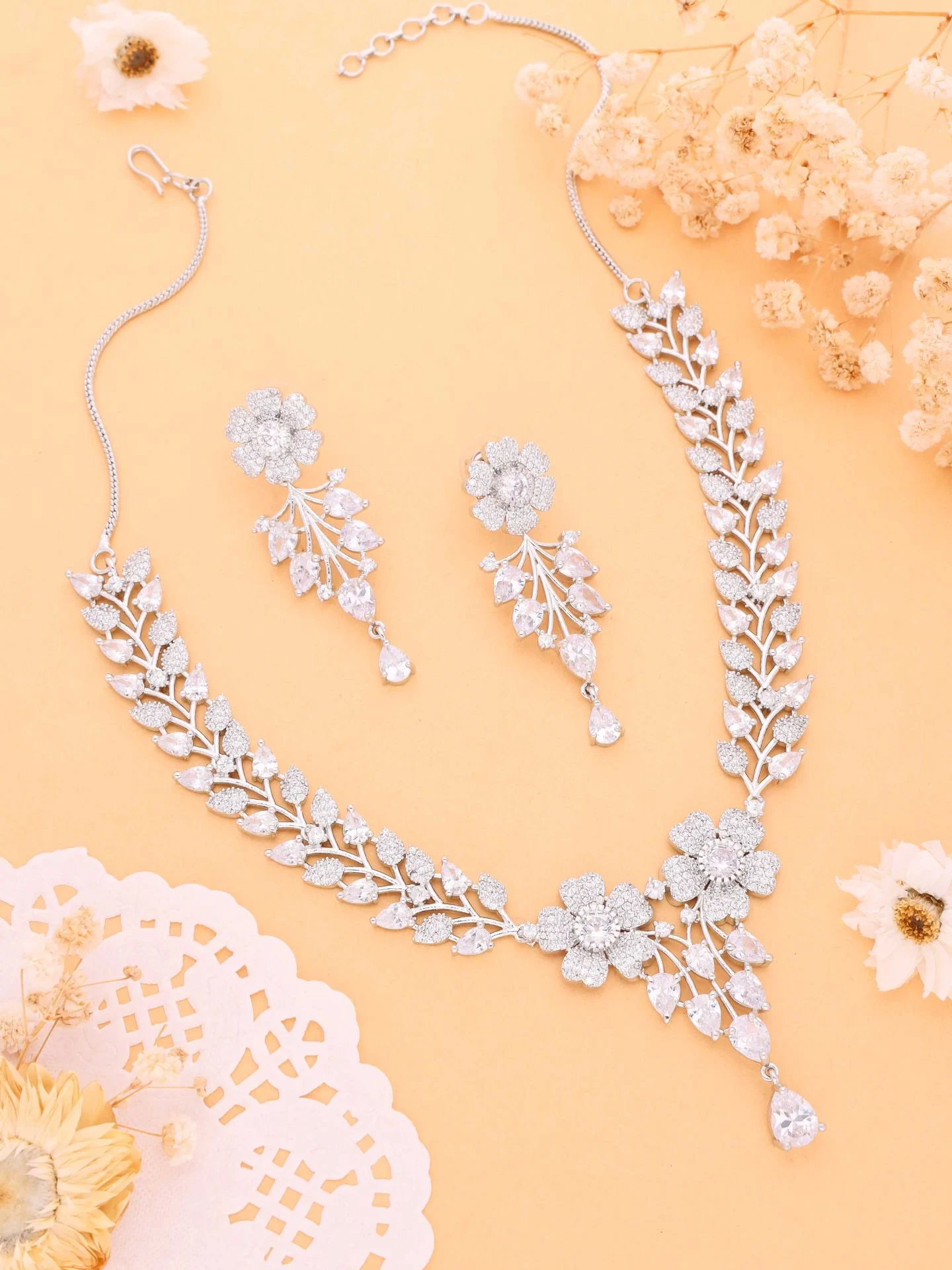 Floral Cascade Necklace Set - Image 3