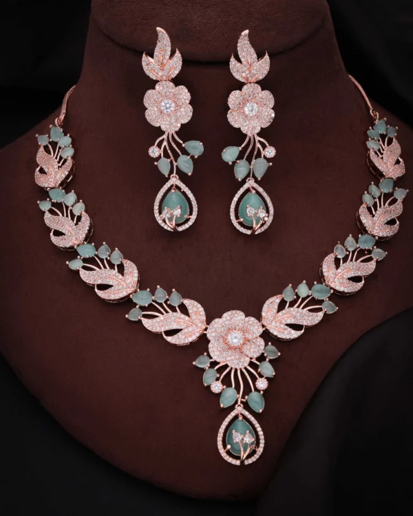 Pink & Mint Floral Necklace Set