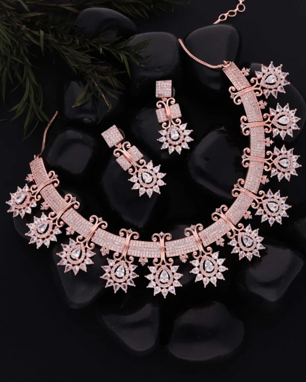 Rose Gold Starburst Necklace Set