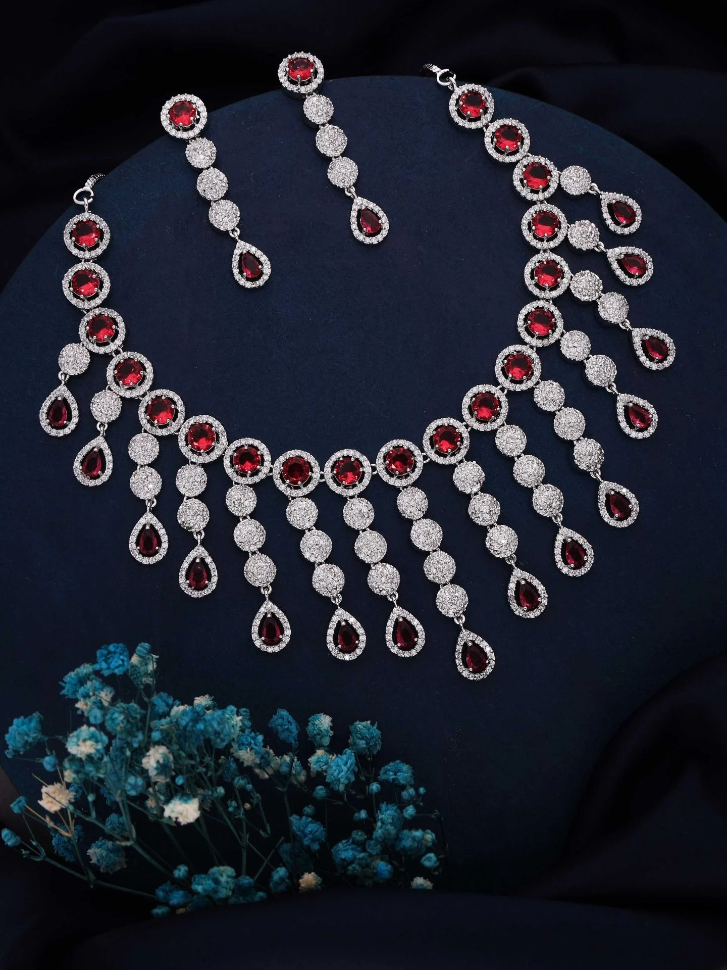 Ruby Teardrop Necklace Set - Image 2