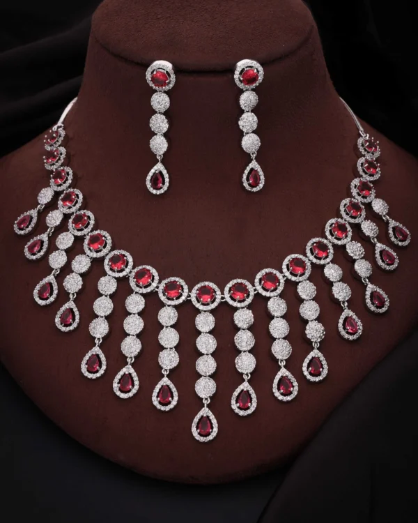 Ruby Teardrop Necklace Set