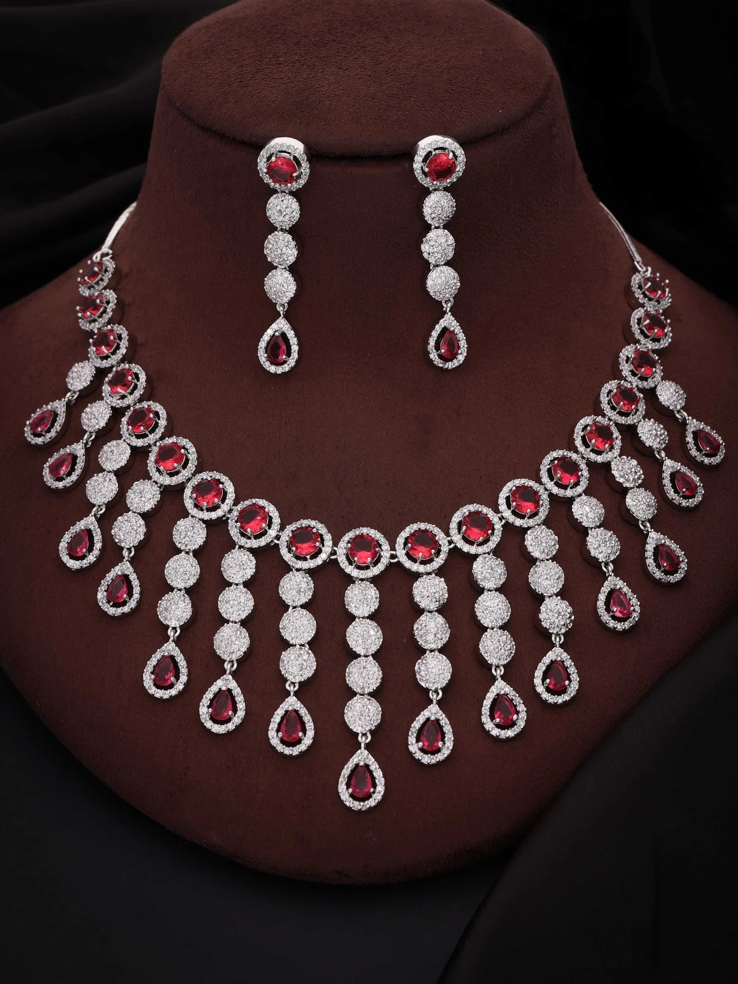 Ruby Teardrop Necklace Set
