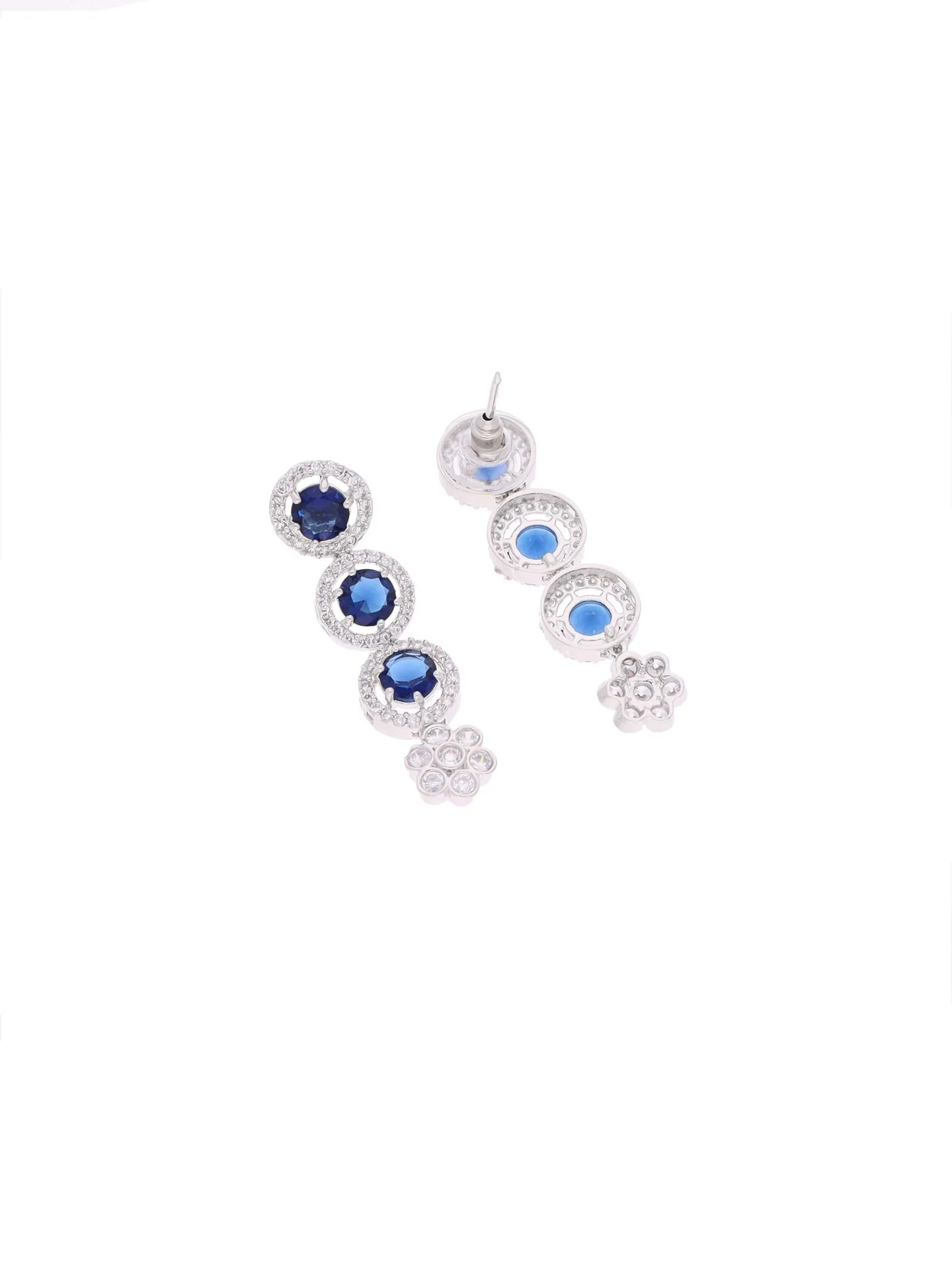 Navy Blue Floral Necklace Set - Image 4