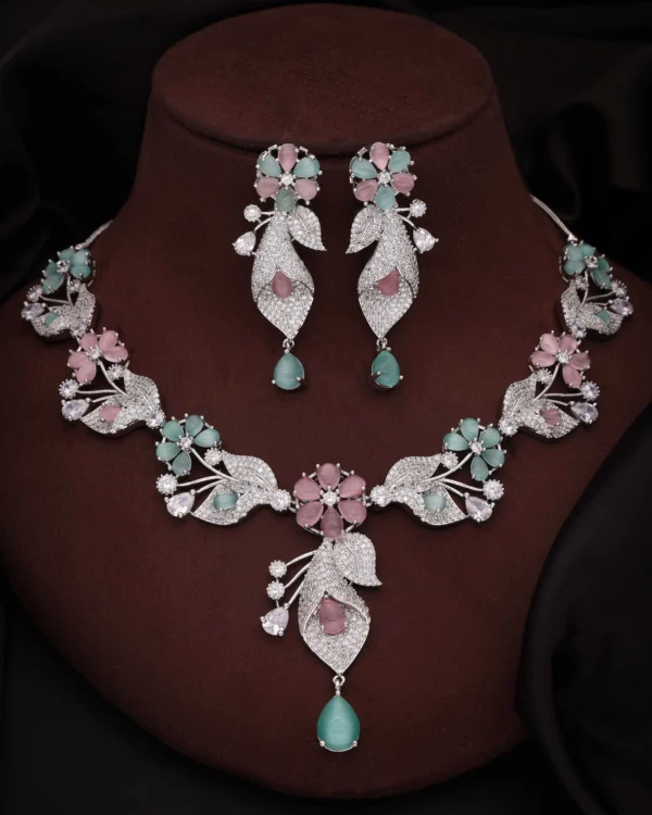 Floral Leaf Drop Necklace Set