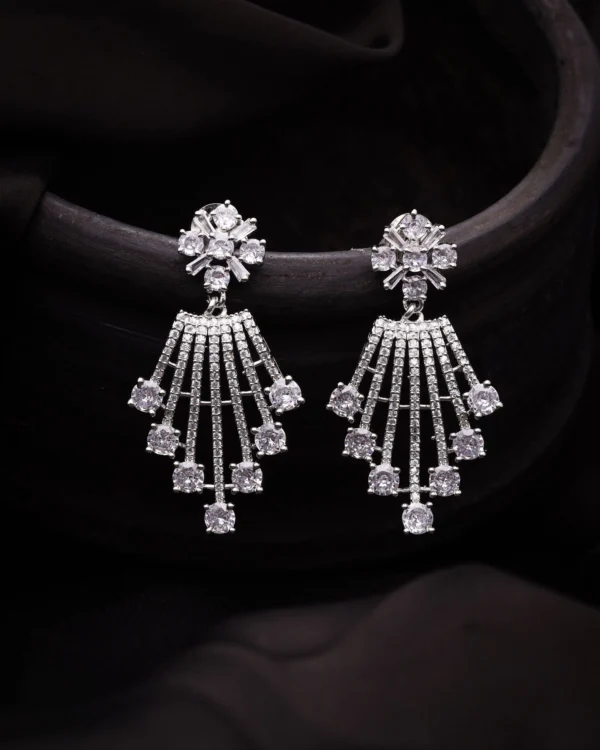Silver Crystal Ray Earrings