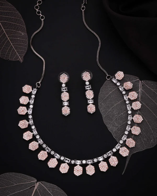 Hexagon Pendant Necklace Set