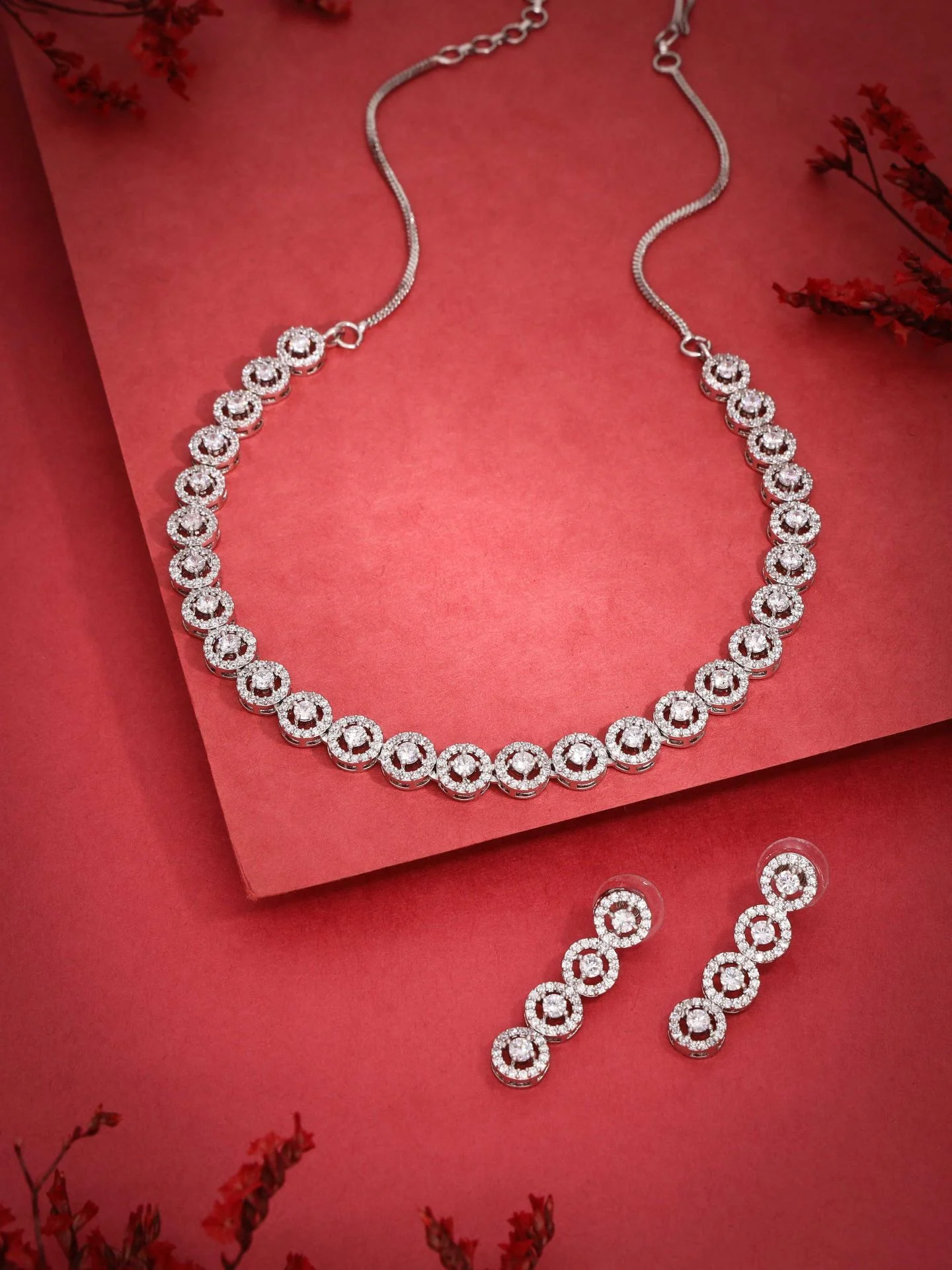 Elegant Circular Stone Necklace Set