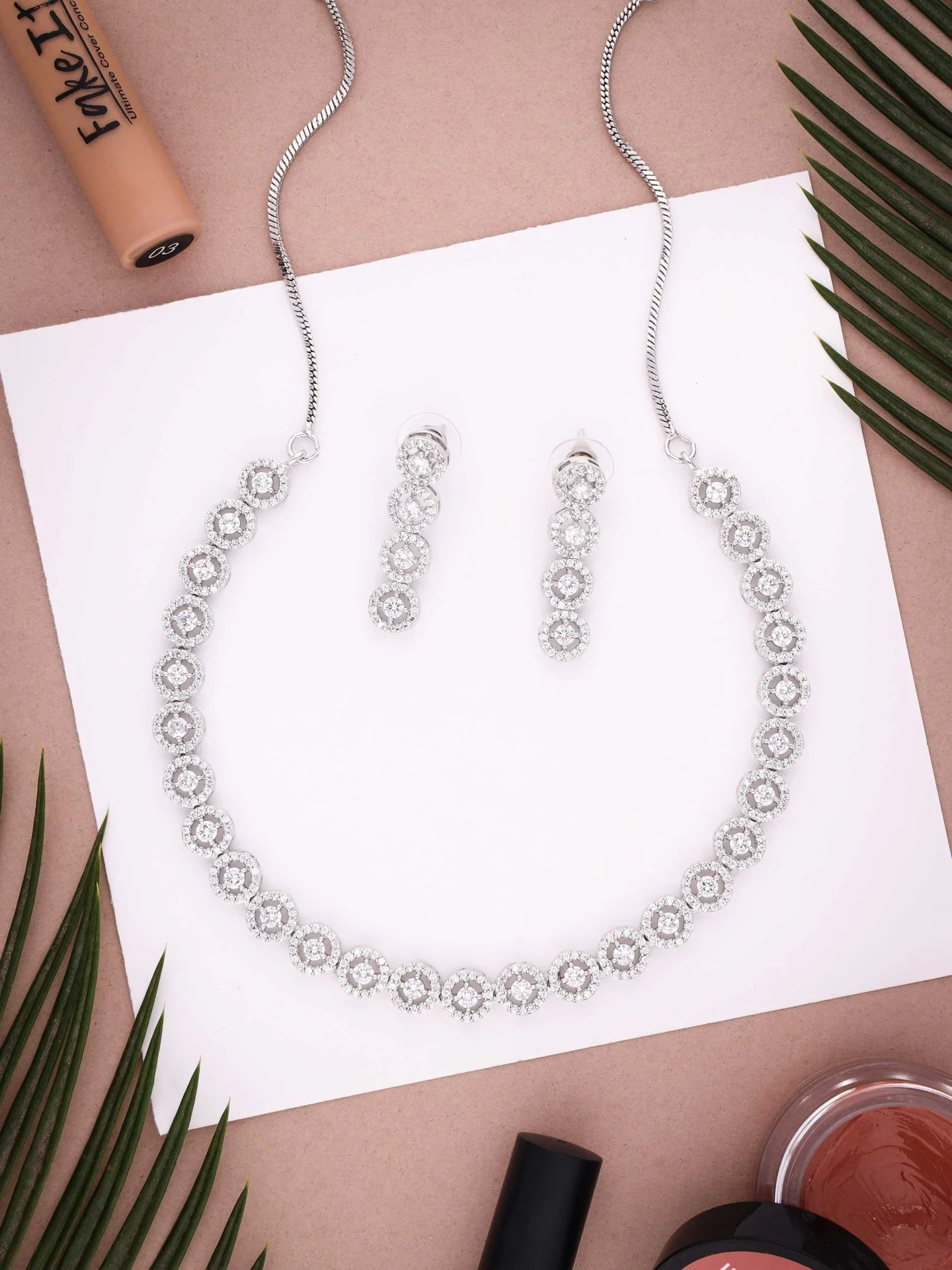 Elegant Circular Stone Necklace Set - Image 4