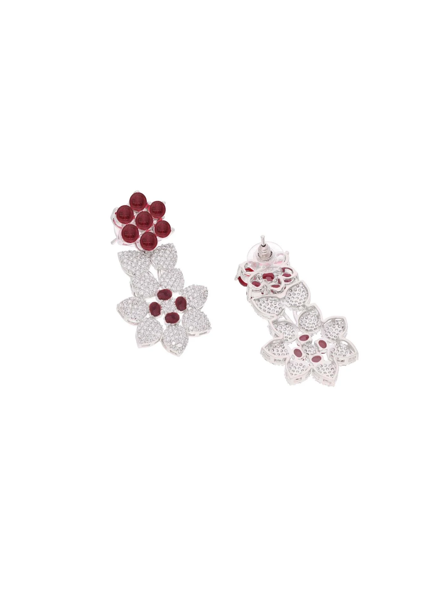 Red Floral Stone Necklace Set - Image 5