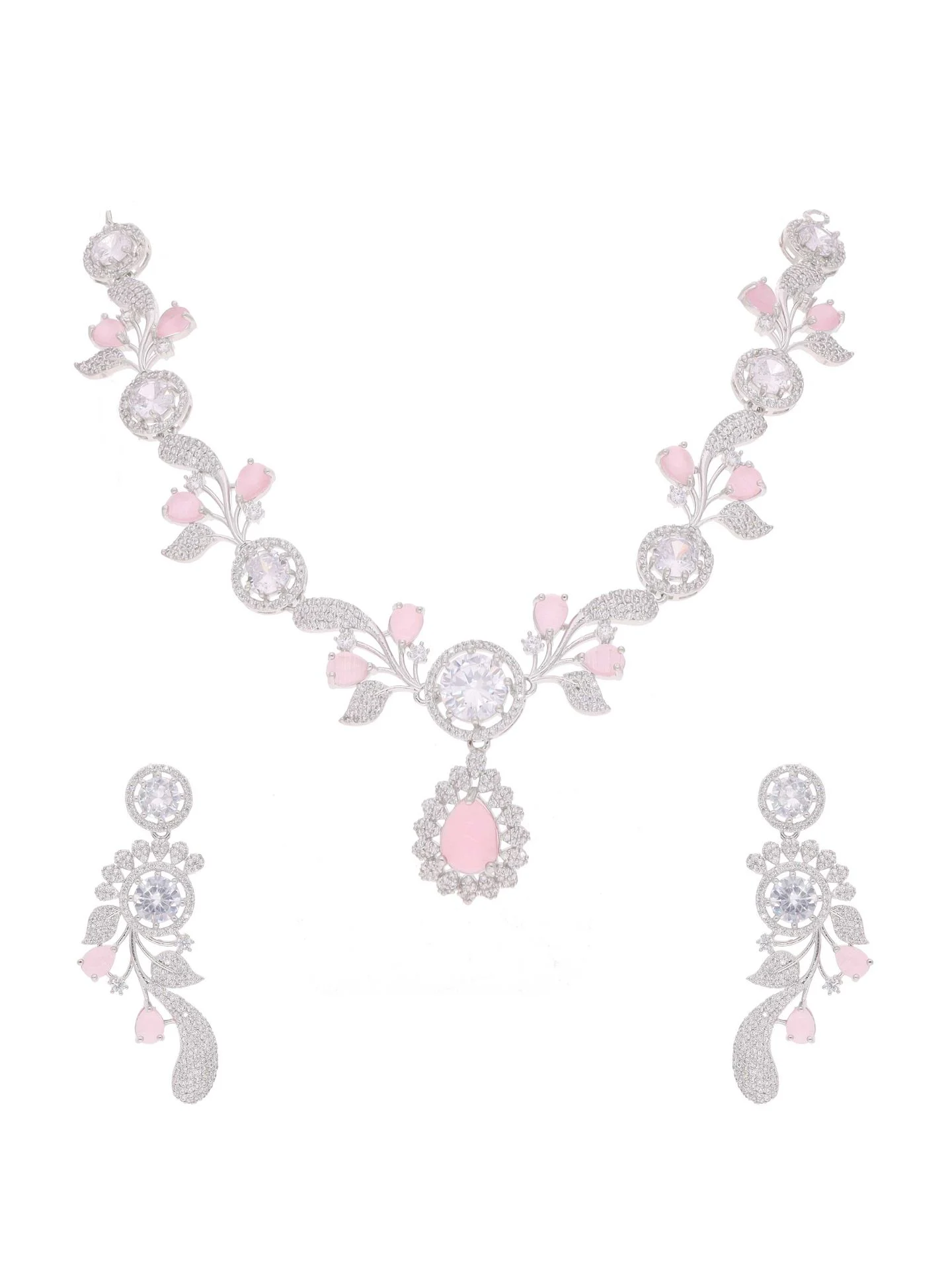 Floral Leaf Teardrop Necklace Set - Image 3