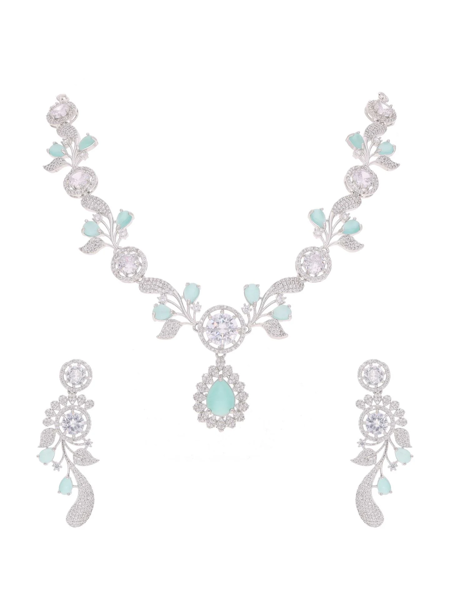 Mint Green Floral Necklace Set - Image 3