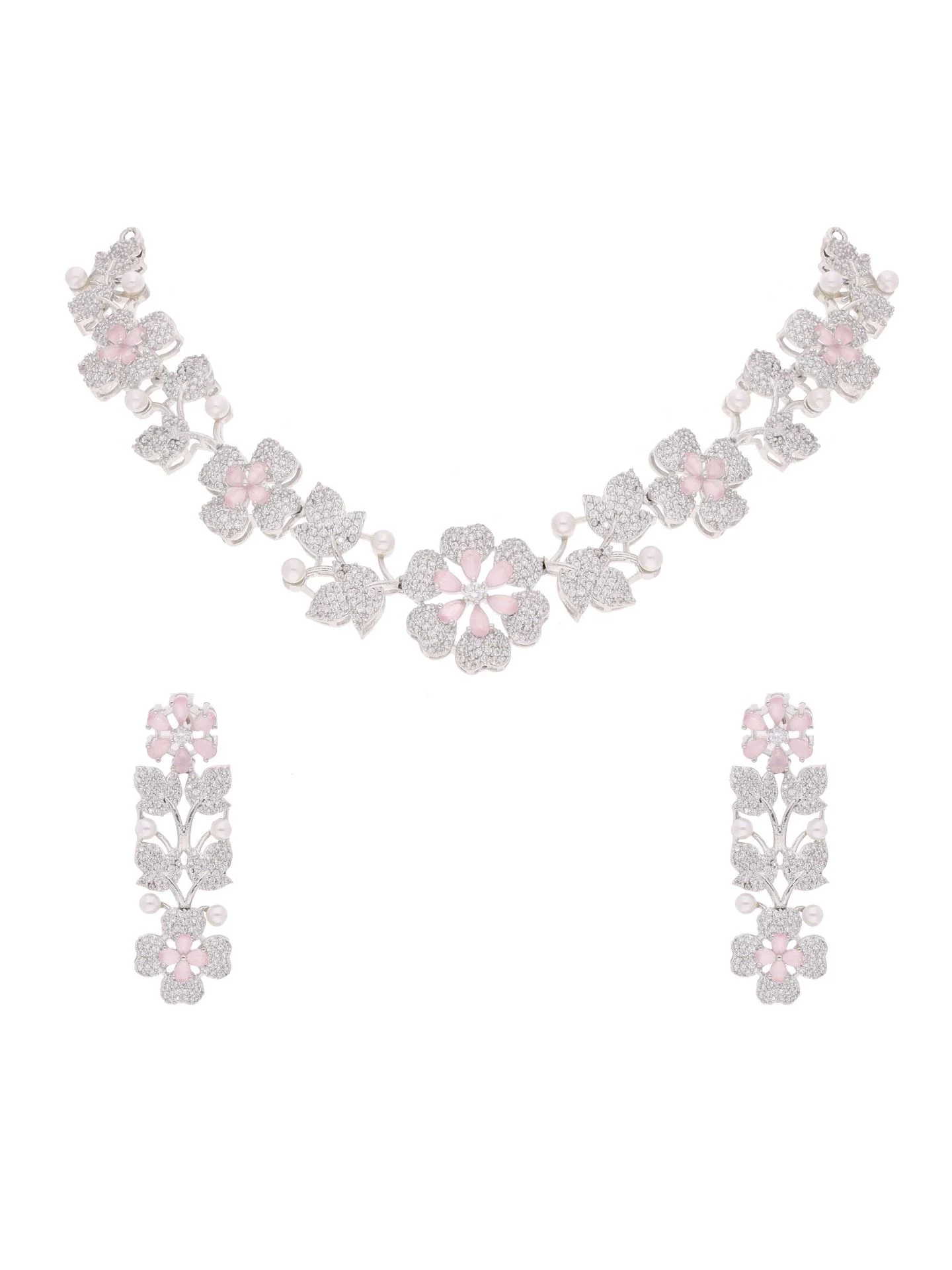Pink Floral Blossom Necklace Set - Image 4