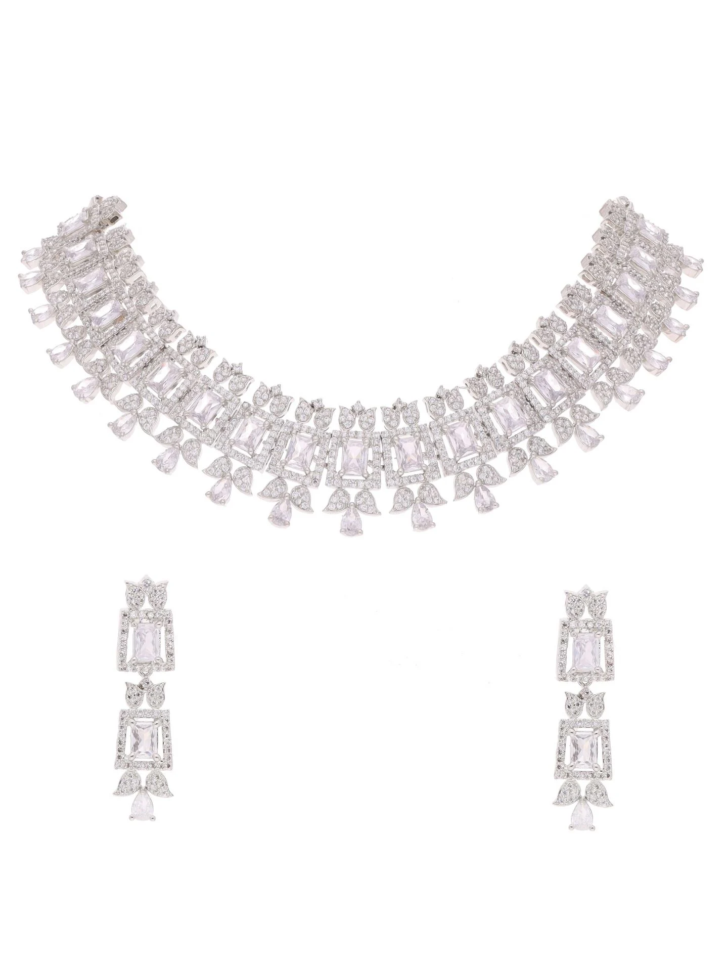 Elegant Geometric Leaf Necklace Set - Image 3