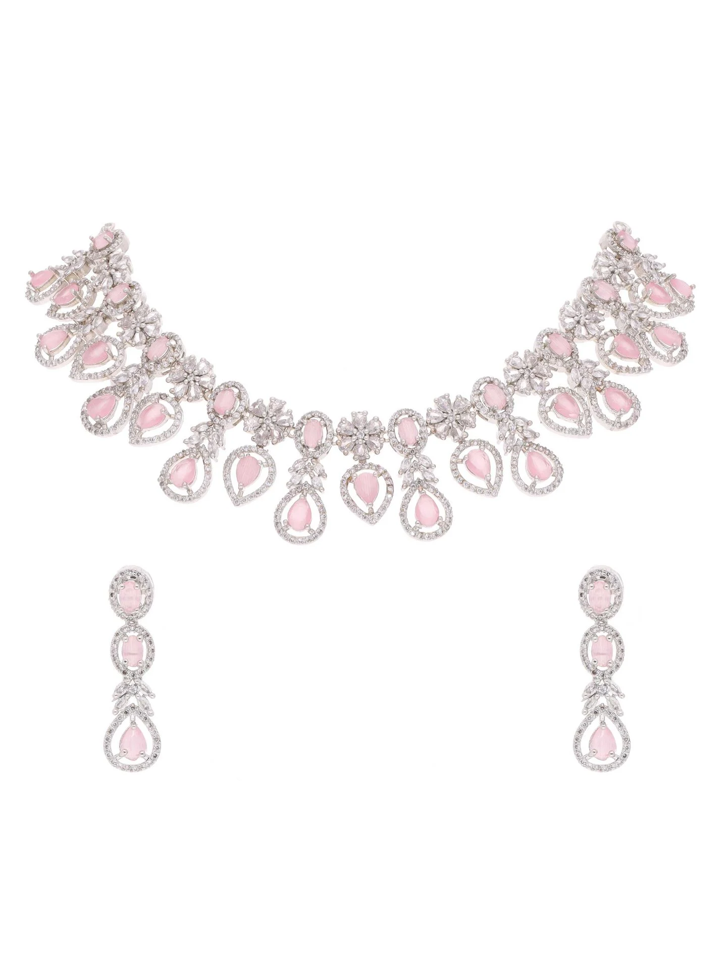 Elegant Teardrop Floral Necklace Set - Image 4