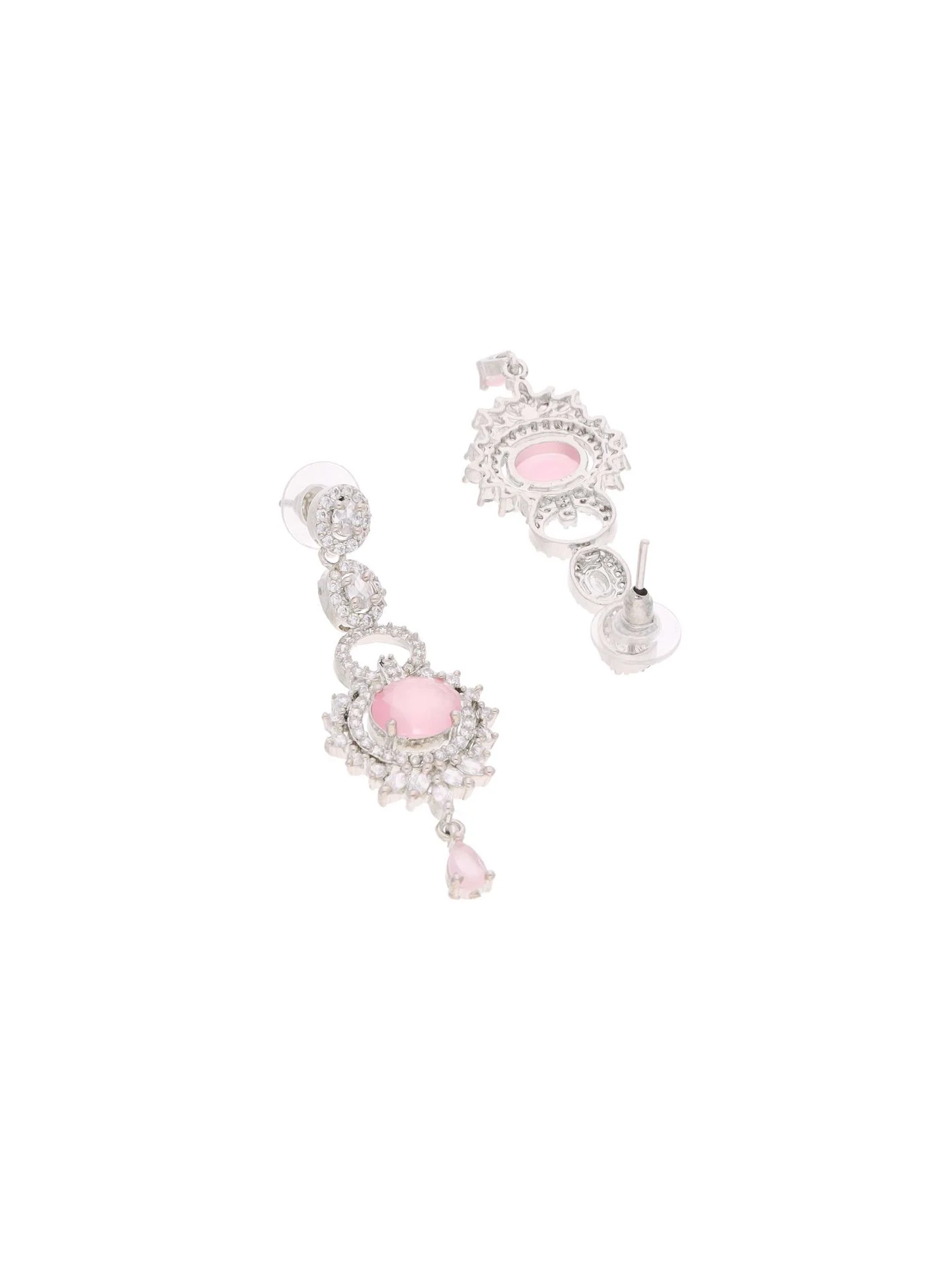 Pink Stone Round Necklace Set - Image 4