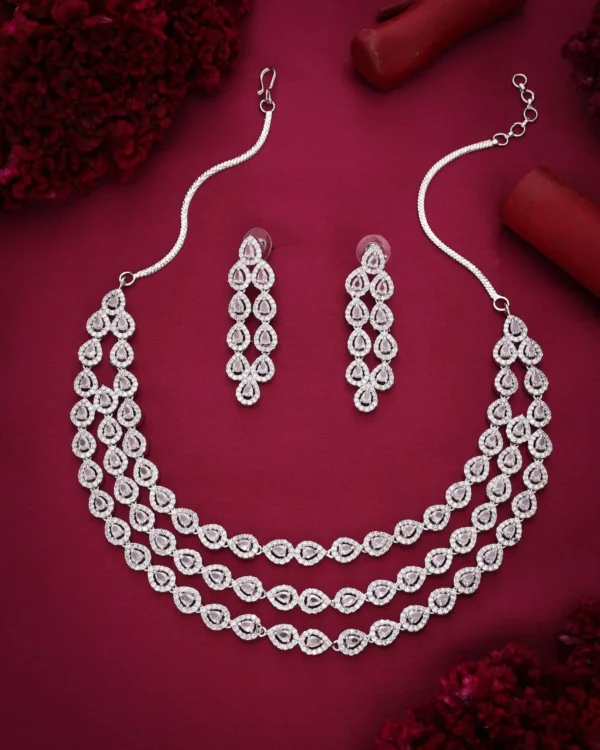 Triple Strand Pear Necklace Set