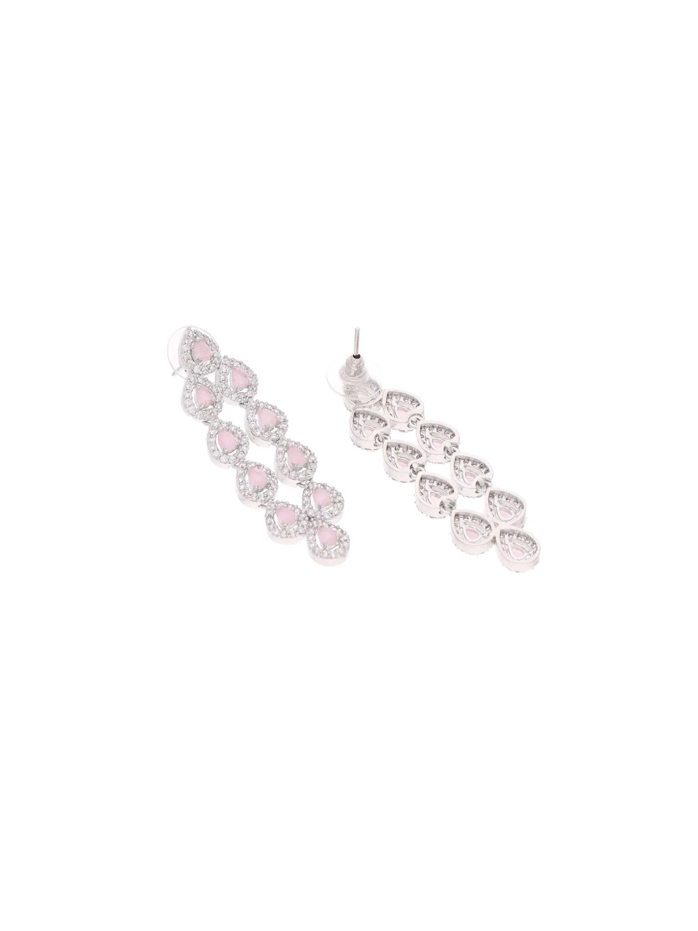 Blush Pink Triple Strand Necklace Set - Image 4