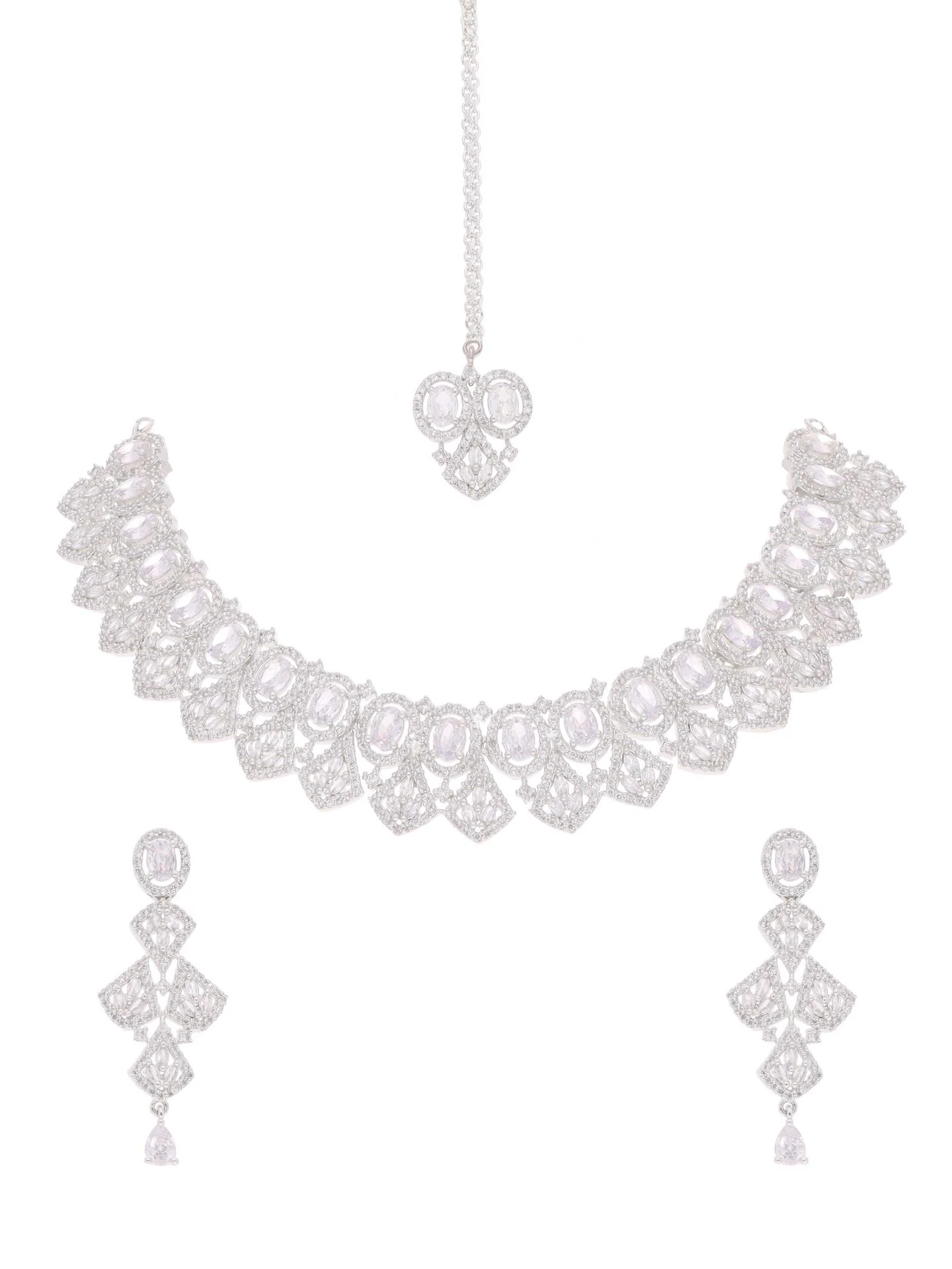 Elegant Geometric Leaf Necklace Set - Image 4